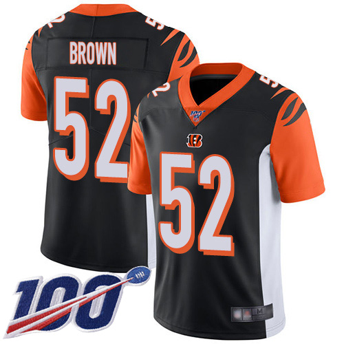 Cincinnati Bengals Limited Black Men Preston Brown Home Jersey NFL Footballl #52 100th Season Vapor Untouchable